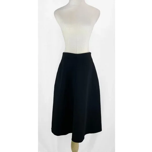 SOLD: Jil Sander Black A-Line High Waisted Wool Blend Skirt - Picture 2 of 10